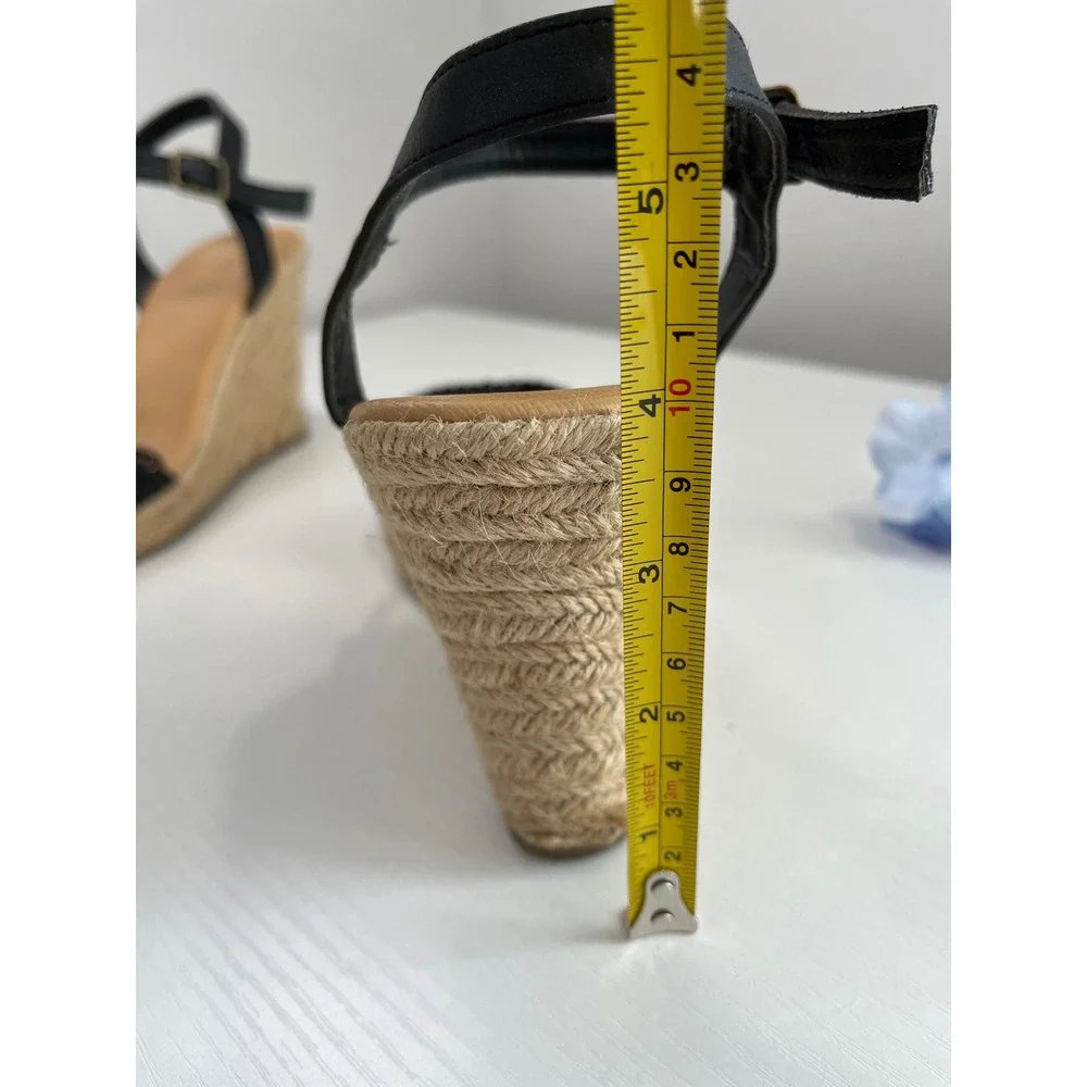Bumper Gianna-01 Black Eyelet Wedge Espadrille Platform Sandals‎ Womens Size 7